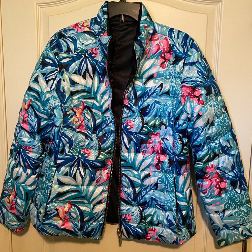 Lilly Pulitzer Marilee Reversible puffy Jacket Sz 14 NWT